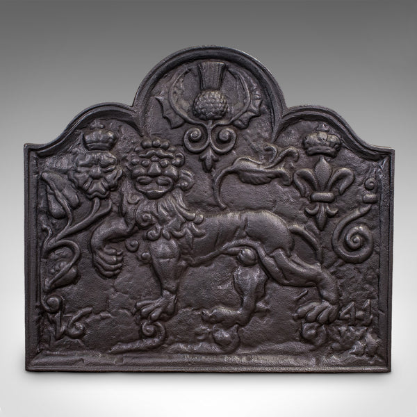 Antique Relief Fire Back, English, Iron, Fireplace Reflector, Victorian, C.1895