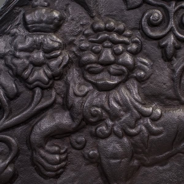 Antique Relief Fire Back, English, Iron, Fireplace Reflector, Victorian, C.1895
