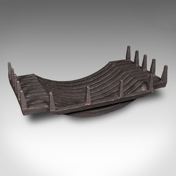 Antique Fireplace Set, English, Wrought Iron, Fire Basket, Andirons, Victorian