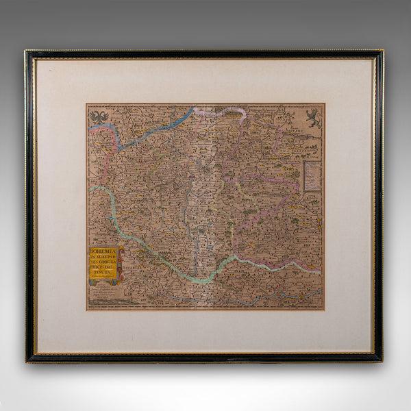 Antique Map of Bohemia, Dutch, Framed Cartography, Johannes Janssonius, C.1630