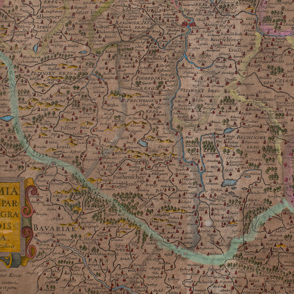 Antique Map of Bohemia, Dutch, Framed Cartography, Johannes Janssonius, C.1630