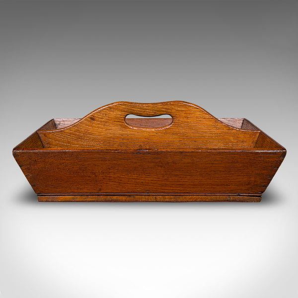 Antique Housekeeper’s Carry, English Oak, Cutlery Tray, Trug, Work Box, Georgian