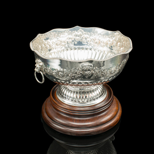 Antique Presentation Bowl, English, Silver Plate, Ice Bucket, Cooler, Edwardian