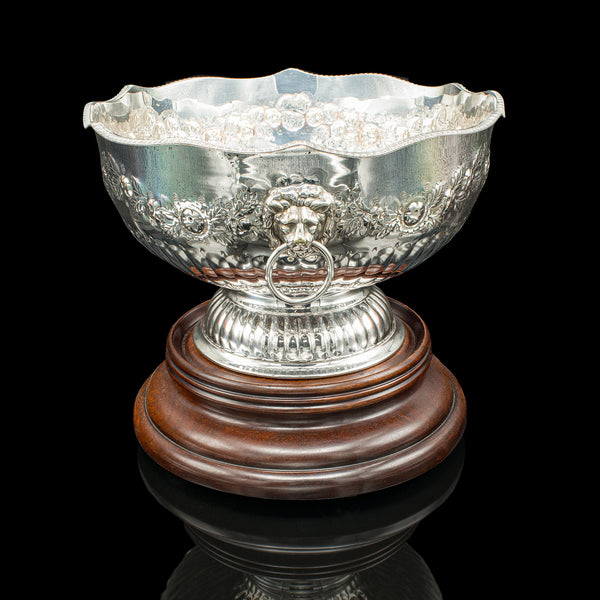 Antique Presentation Bowl, English, Silver Plate, Ice Bucket, Cooler, Edwardian