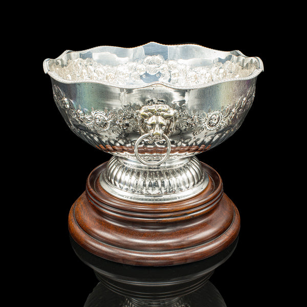 Antique Presentation Bowl, English, Silver Plate, Ice Bucket, Cooler, Edwardian