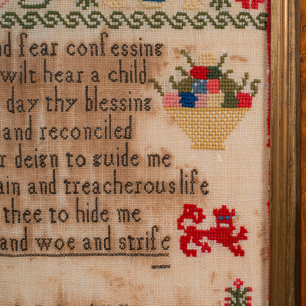 Antique Needlepoint Sampler, English, Handmade, Embroidered Panel, Victorian - London Fine Antiques