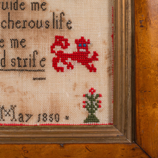 Antique Needlepoint Sampler, English, Handmade, Embroidered Panel, Victorian - London Fine Antiques