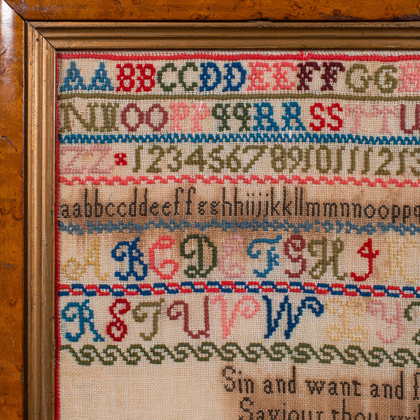 Antique Needlepoint Sampler, English, Handmade, Embroidered Panel, Victorian - London Fine Antiques