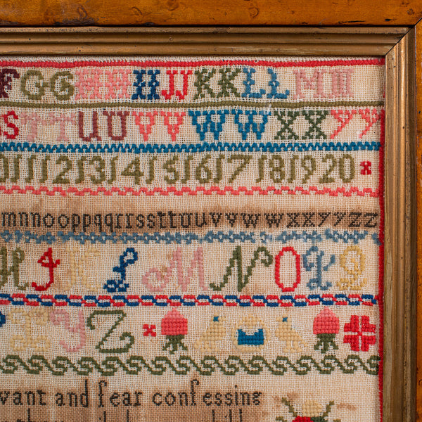 Antique Needlepoint Sampler, English, Handmade, Embroidered Panel, Victorian - London Fine Antiques