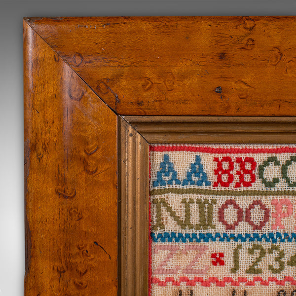Antique Needlepoint Sampler, English, Handmade, Embroidered Panel, Victorian - London Fine Antiques