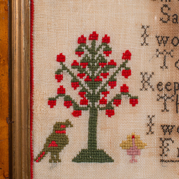 Antique Needlepoint Sampler, English, Handmade, Embroidered Panel, Victorian - London Fine Antiques