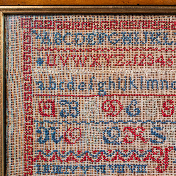 Antique Needlework Sample, English, Framed, Embroidery, Decor, William IV, 1835