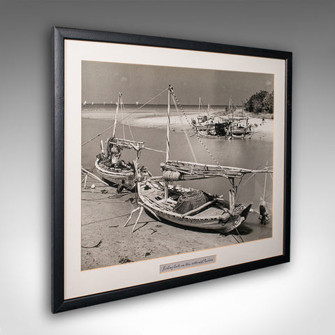Vintage Photograph, Fishing Boats, Oriental, Monochrome, East Java, Mid Century