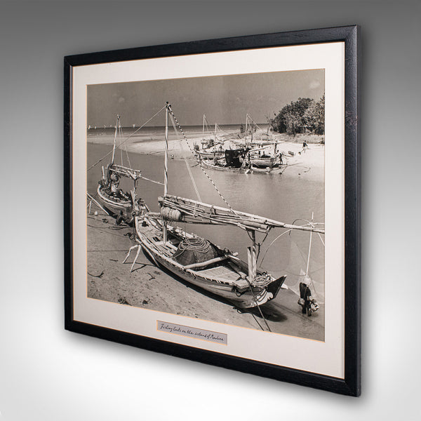 Vintage Photograph, Fishing Boats, Oriental, Monochrome, East Java, Mid Century