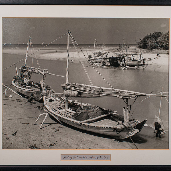 Vintage Photograph, Fishing Boats, Oriental, Monochrome, East Java, Mid Century