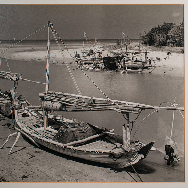 Vintage Photograph, Fishing Boats, Oriental, Monochrome, East Java, Mid Century
