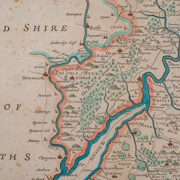 Antique Gloucestershire Map, English, Framed Cartography, Robert Morden, C.1700