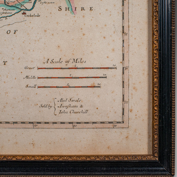 Antique Gloucestershire Map, English, Framed Cartography, Robert Morden, C.1700