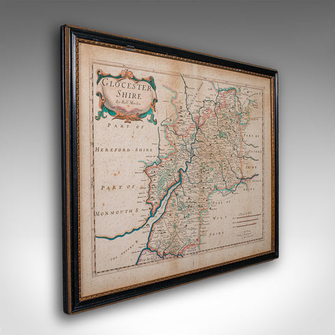 Antique Gloucestershire Map, English, Framed Cartography, Robert Morden, C.1700