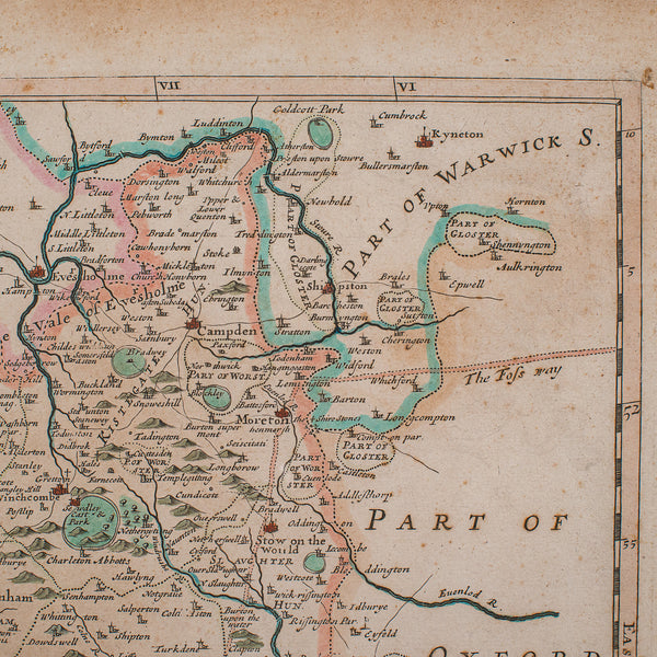 Antique Gloucestershire Map, English, Framed Cartography, Robert Morden, C.1700
