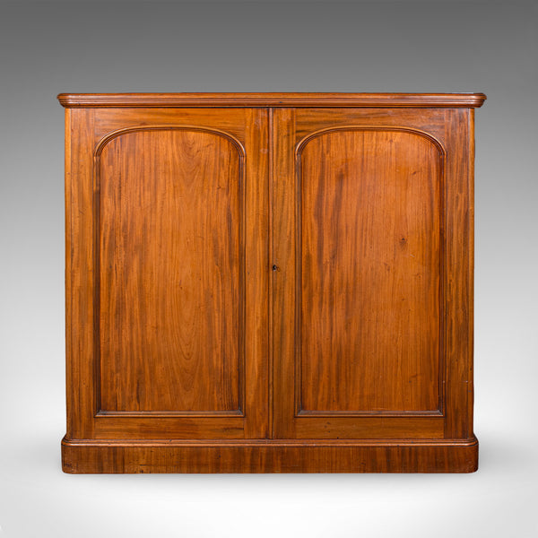 Large Antique Captain's Bookcase, English, Enclosed Book Cabinet, Late Victorian