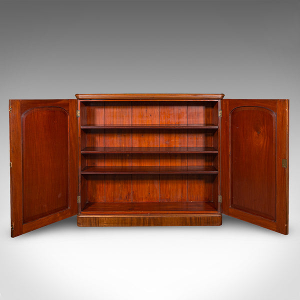 Large Antique Captain's Bookcase, English, Enclosed Book Cabinet, Late Victorian