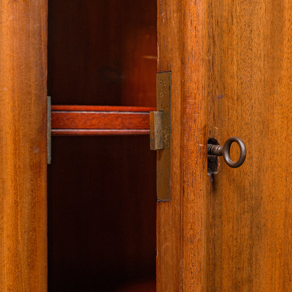 Large Antique Captain's Bookcase, English, Enclosed Book Cabinet, Late Victorian