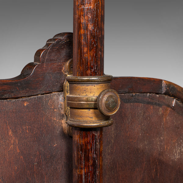 Antique Pole Screen, English, Embroidered Fire Panel, Reflector, Early Victorian