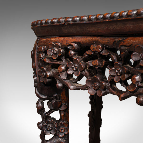 Small Antique Jardiniere Stand, Oriental, Marble, Wine, Lamp Table, Victorian