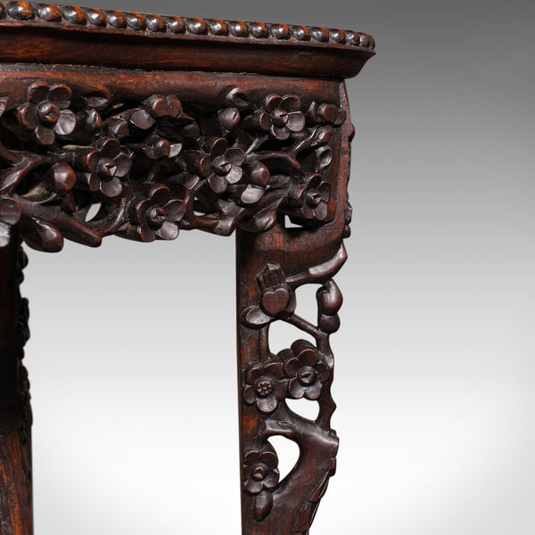 Small Antique Jardiniere Stand, Oriental, Marble, Wine, Lamp Table, Victorian