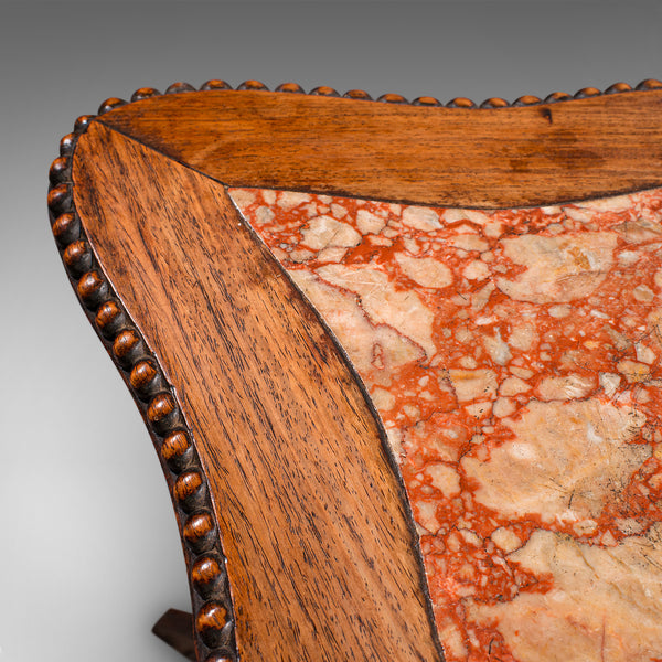 Small Antique Jardiniere Stand, Oriental, Marble, Wine, Lamp Table, Victorian