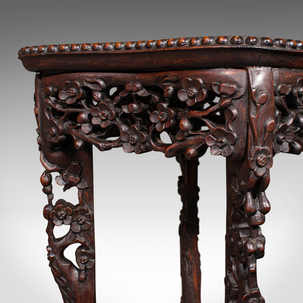 Small Antique Jardiniere Stand, Oriental, Marble, Wine, Lamp Table, Victorian