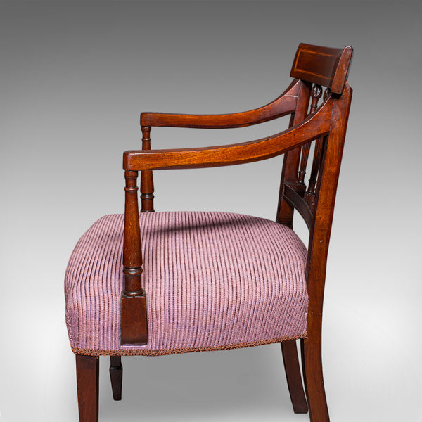 Antique Morning Room Chair, English, Desk, Elbow Seat, Reception Hall, Regency