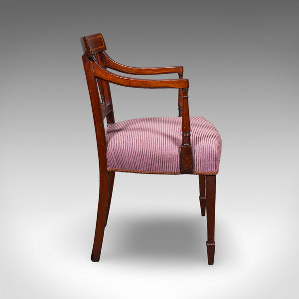 Antique Morning Room Chair, English, Desk, Elbow Seat, Reception Hall, Regency