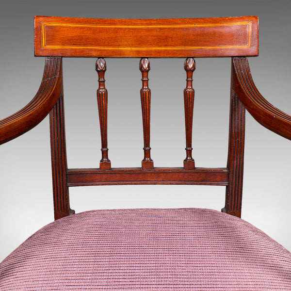 Antique Morning Room Chair, English, Desk, Elbow Seat, Reception Hall, Regency