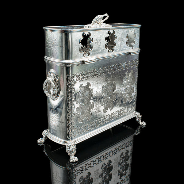 Antique Tantalus, English, Silver Plated, Three Decanter Set, Edwardian, C.1910