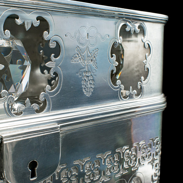 Antique Tantalus, English, Silver Plated, Three Decanter Set, Edwardian, C.1910