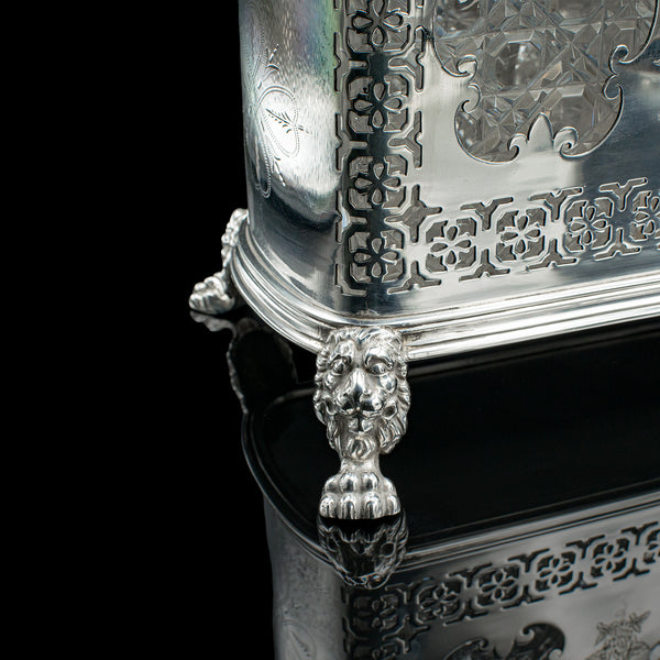 Antique Tantalus, English, Silver Plated, Three Decanter Set, Edwardian, C.1910