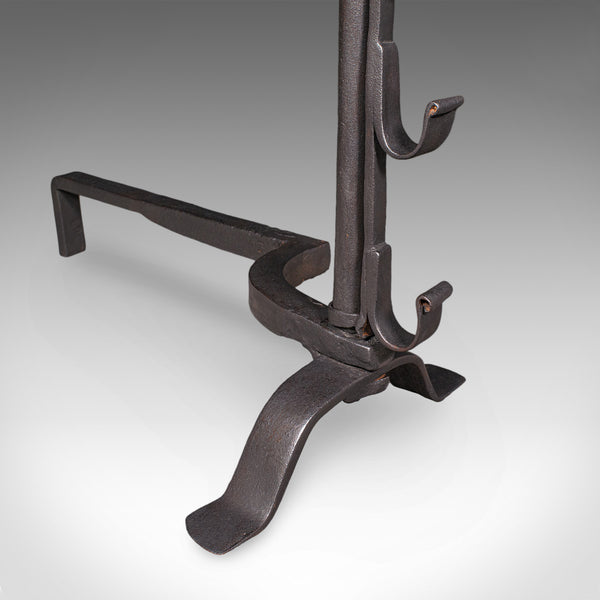 Antique Fireplace Set, English Cast Iron, Fire Basket, Mulling Andiron, Georgian