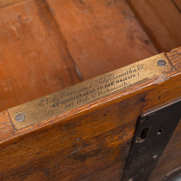 Large Antique Silver Chest, English, Oak, Iron Bound, Shipping Trunk, Victorian