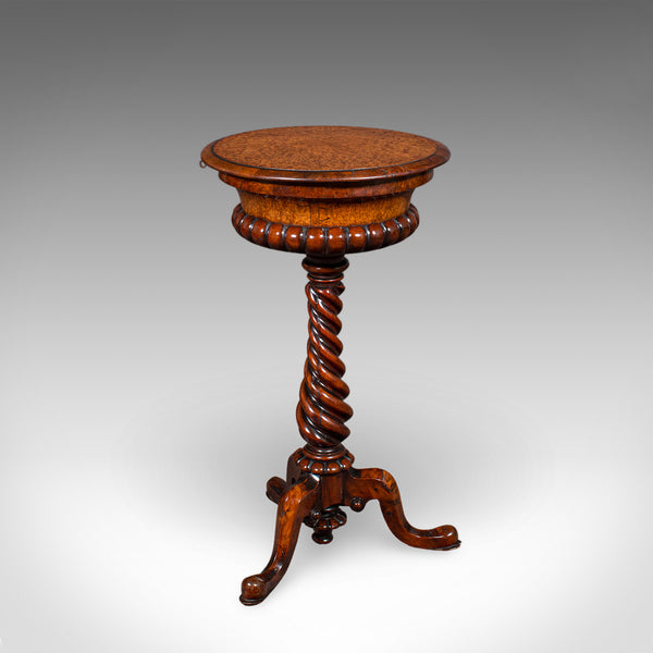 Antique Spirits Table, English, Burr Maple, Glasses Stand, Teapoy, William IV