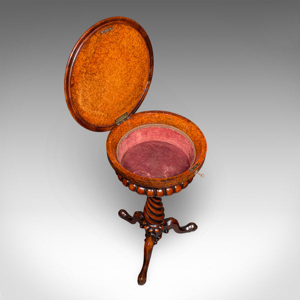 Antique Spirits Table, English, Burr Maple, Glasses Stand, Teapoy, William IV