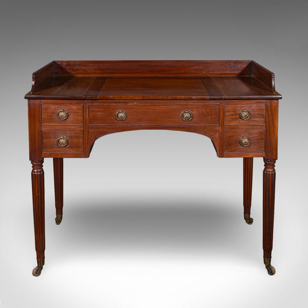 Antique Writing Table, English, Kneehole Desk, Home Office, Study, Regency, 1820