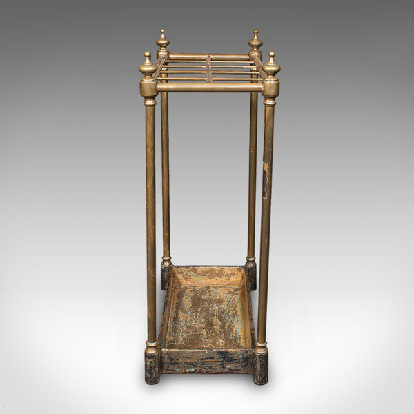 Antique 10 Division Stick Stand, English, Brass Hallway Umbrella Rack, Edwardian