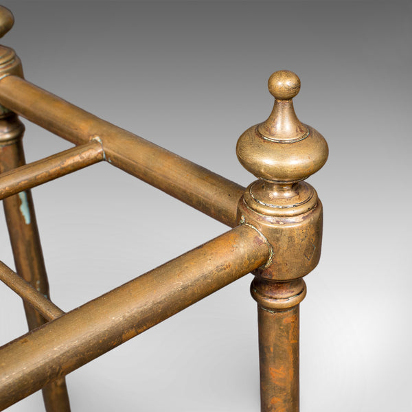 Antique 10 Division Stick Stand, English, Brass Hallway Umbrella Rack, Edwardian