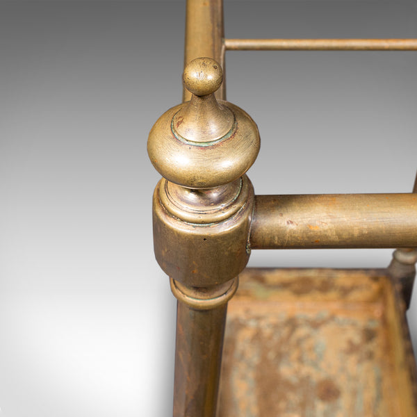 Antique 10 Division Stick Stand, English, Brass Hallway Umbrella Rack, Edwardian