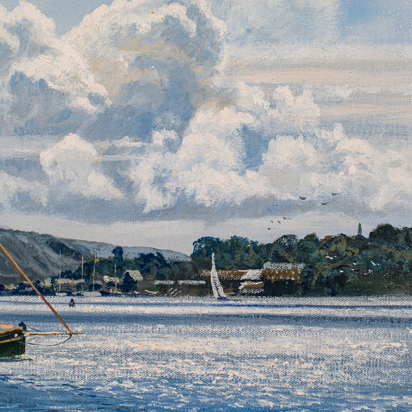 Vintage Plymouth Sound Painting, English, Art, Framed, Nautical Picture, Devon