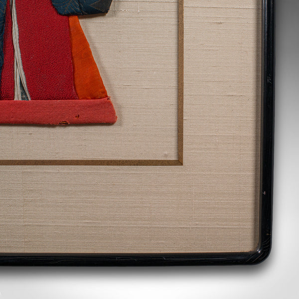 Vintage Geisha Portrait, Japanese Textile Relief Costume Picture, Art Deco, 1940