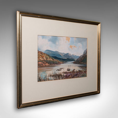 Antique Loch Landscape Painting, Scottish, Watercolour Art, Highlands Picture
