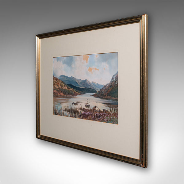 Antique Loch Landscape Painting, Scottish, Watercolour Art, Highlands Picture
